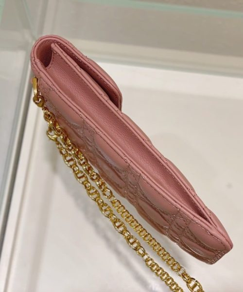 1:1 Replica Christian Dior Caro Phone Holder With Chain Pink, For Women, Women’s Handbags 7.5in/18.5cm CD S5105UWHC_M50P