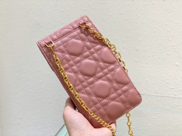 1:1 Replica Christian Dior Caro Phone Holder With Chain Pink, For Women, Women’s Handbags 7.5in/18.5cm CD S5105UWHC_M50P