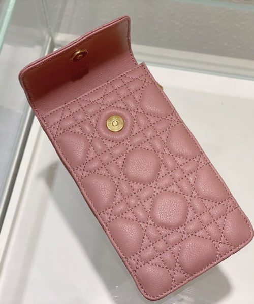 1:1 Replica Christian Dior Caro Phone Holder With Chain Pink, For Women, Women’s Handbags 7.5in/18.5cm CD S5105UWHC_M50P