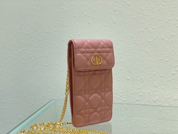 1:1 Replica Christian Dior Caro Phone Holder With Chain Pink, For Women, Women’s Handbags 7.5in/18.5cm CD S5105UWHC_M50P