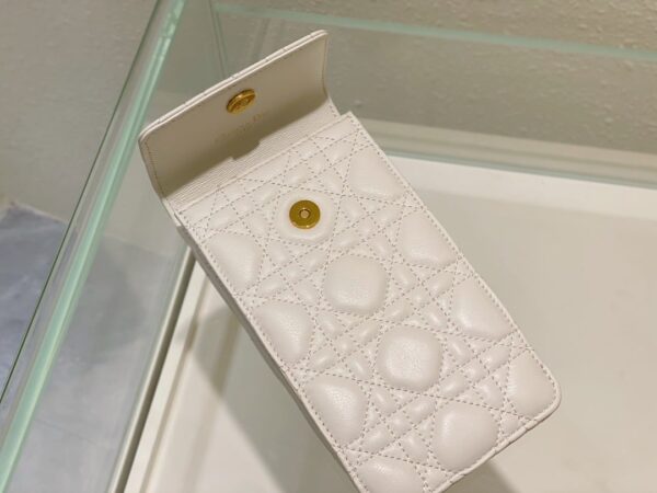 1:1 Replica Christian Dior Caro Phone Holder With Chain White, For Women, Women’s Handbags 7.5in/18.5cm CD