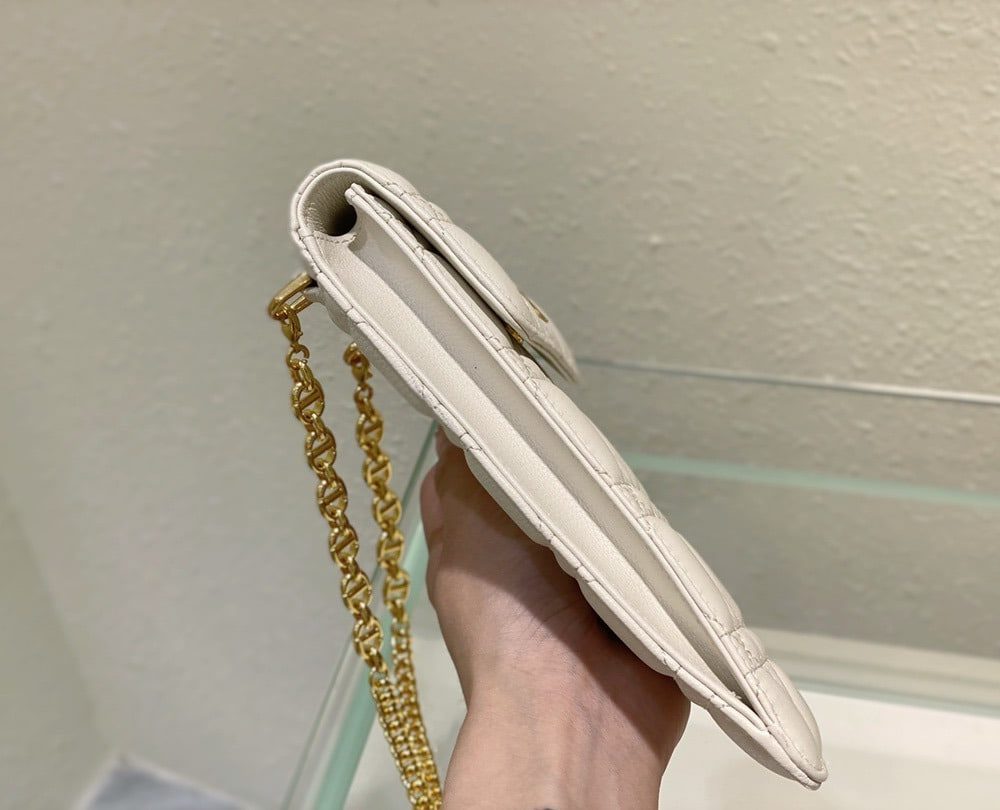 1:1 Replica Christian Dior Caro Phone Holder With Chain White, For Women, Women’s Handbags 7.5in/18.5cm CD