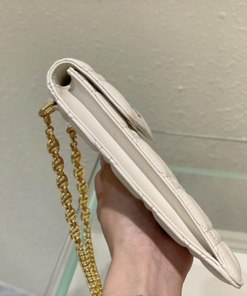 1:1 Replica Christian Dior Caro Phone Holder With Chain White, For Women, Women’s Handbags 7.5in/18.5cm CD