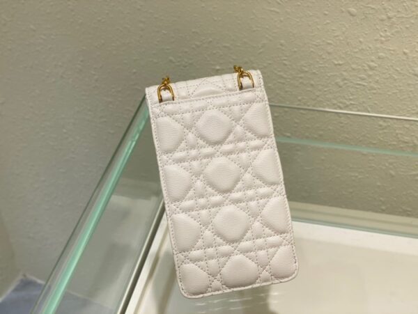 1:1 Replica Christian Dior Caro Phone Holder With Chain White, For Women, Women’s Handbags 7.5in/18.5cm CD