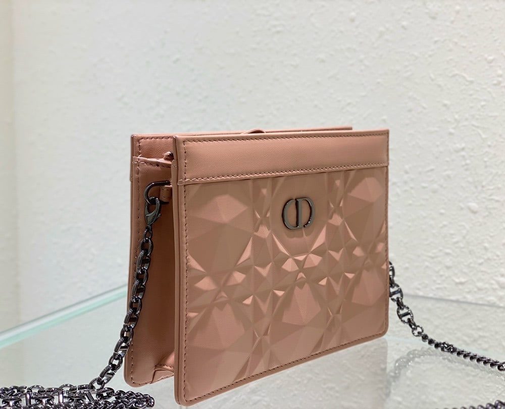 1:1 Replica Christian Dior Caro Zipped Pouch With Chain Pink, For Women, Women’s Handbags 7.5in/19cm CD