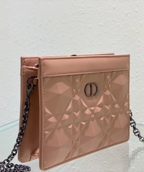 1:1 Replica Christian Dior Caro Zipped Pouch With Chain Pink, For Women, Women’s Handbags 7.5in/19cm CD
