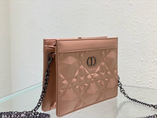 1:1 Replica Christian Dior Caro Zipped Pouch With Chain Pink, For Women, Women’s Handbags 7.5in/19cm CD