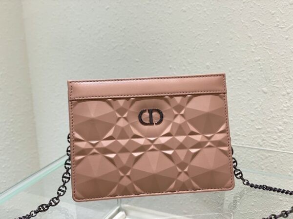 1:1 Replica Christian Dior Caro Zipped Pouch With Chain Pink, For Women, Women’s Handbags 7.5in/19cm CD
