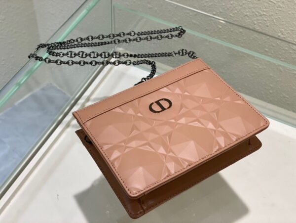 1:1 Replica Christian Dior Caro Zipped Pouch With Chain Pink, For Women, Women’s Handbags 7.5in/19cm CD