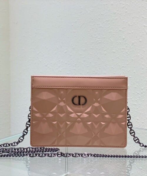 1:1 Replica Christian Dior Caro Zipped Pouch With Chain Pink, For Women, Women’s Handbags 7.5in/19cm CD