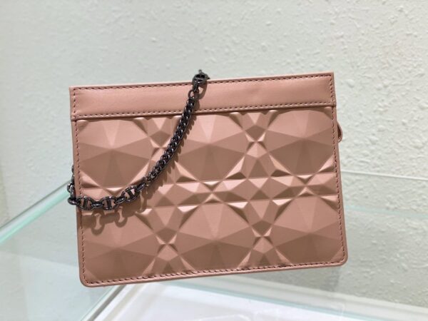 1:1 Replica Christian Dior Caro Zipped Pouch With Chain Pink, For Women, Women’s Handbags 7.5in/19cm CD