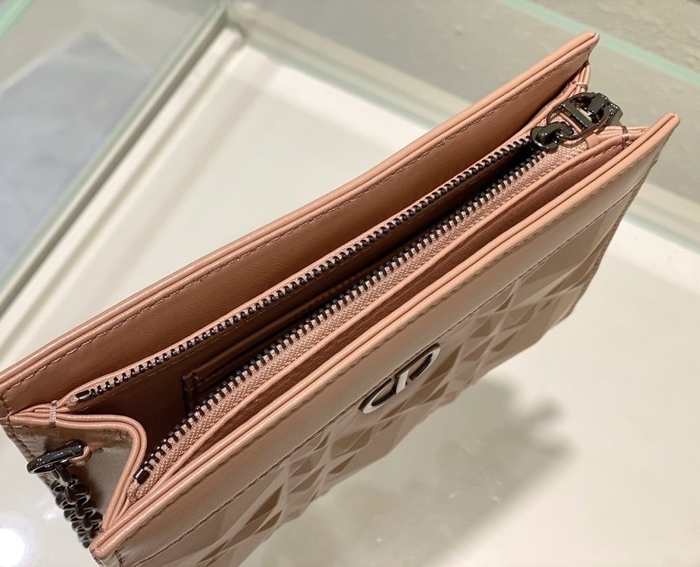 1:1 Replica Christian Dior Caro Zipped Pouch With Chain Pink, For Women, Women’s Handbags 7.5in/19cm CD