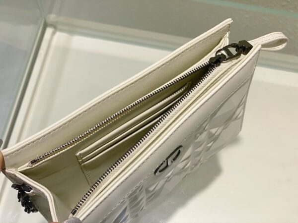 1:1 Replica Christian Dior Caro Zipped Pouch With Chain White, For Women, Women’s Handbags 7.5in/19cm CD