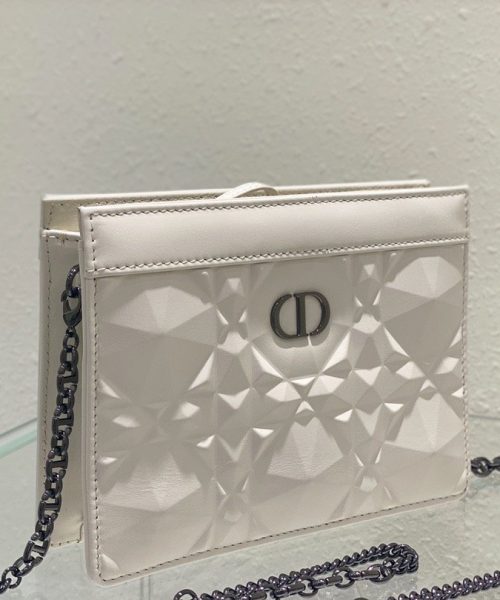 1:1 Replica Christian Dior Caro Zipped Pouch With Chain White, For Women, Women’s Handbags 7.5in/19cm CD