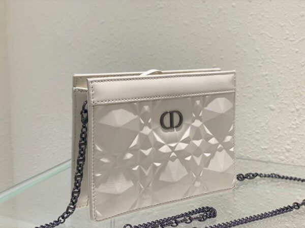 1:1 Replica Christian Dior Caro Zipped Pouch With Chain White, For Women, Women’s Handbags 7.5in/19cm CD