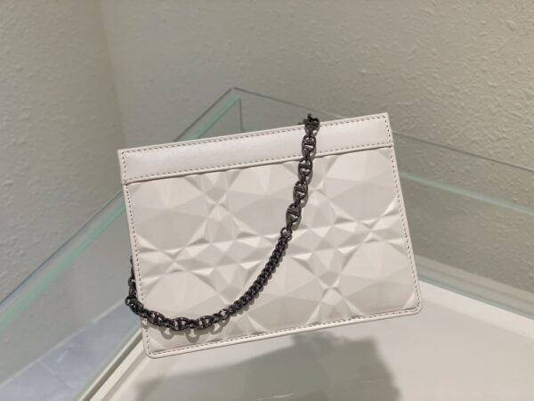 1:1 Replica Christian Dior Caro Zipped Pouch With Chain White, For Women, Women’s Handbags 7.5in/19cm CD