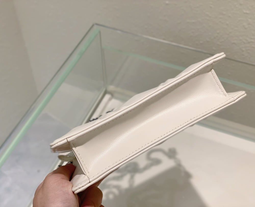 1:1 Replica Christian Dior Caro Zipped Pouch With Chain White, For Women, Women’s Handbags 7.5in/19cm CD