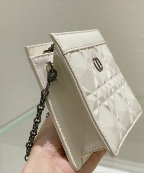 1:1 Replica Christian Dior Caro Zipped Pouch With Chain White, For Women, Women’s Handbags 7.5in/19cm CD