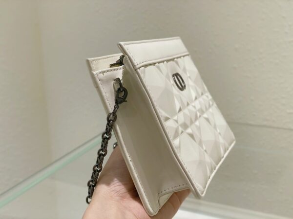 1:1 Replica Christian Dior Caro Zipped Pouch With Chain White, For Women, Women’s Handbags 7.5in/19cm CD