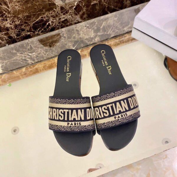 Christian Dior Dway Slide Deep Blue Embroidered Cotton Deep Blue For Women CD KCQ166ERC_S56B