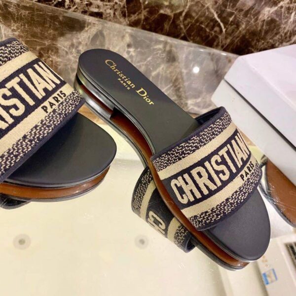 Christian Dior Dway Slide Deep Blue Embroidered Cotton Deep Blue For Women CD KCQ166ERC_S56B
