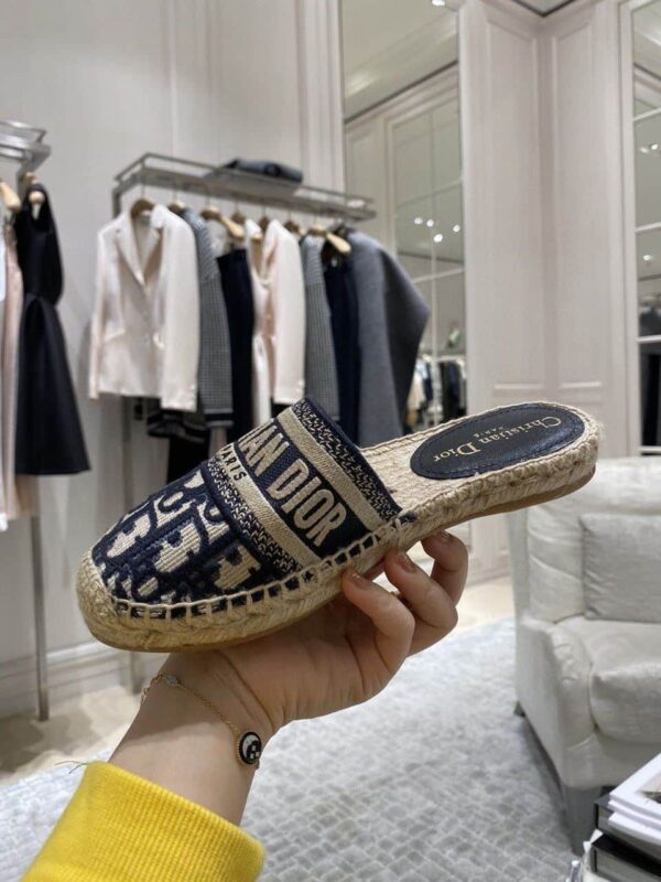 Christian Dior Granville Espadrille Deep Blue Dior Oblique Embroidered Cotton Blue For Women CD