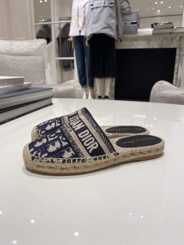 Christian Dior Granville Espadrille Deep Blue Dior Oblique Embroidered Cotton Blue For Women CD