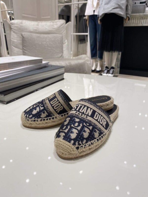 Christian Dior Granville Espadrille Deep Blue Dior Oblique Embroidered Cotton Blue For Women CD