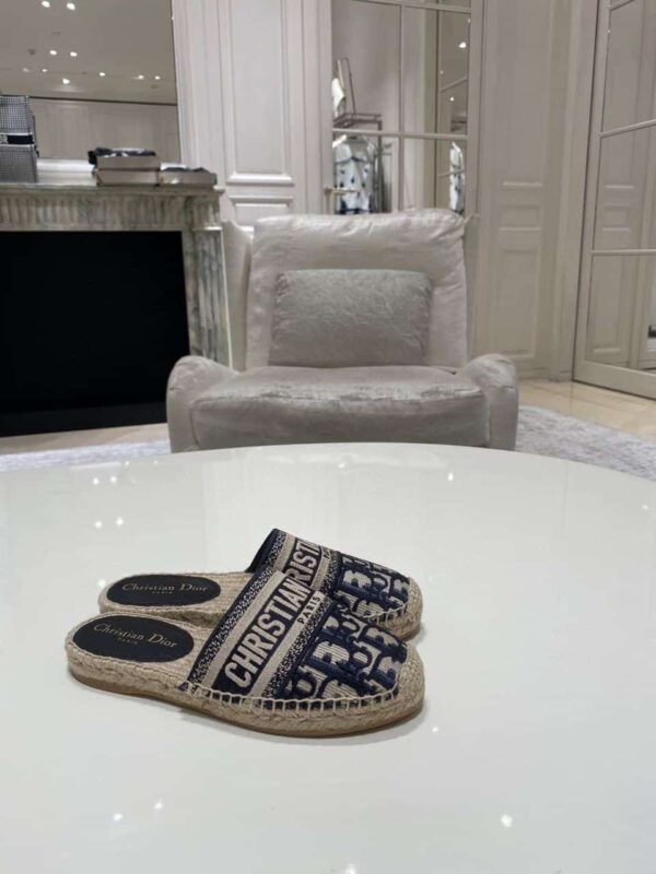 Christian Dior Granville Espadrille Deep Blue Dior Oblique Embroidered Cotton Blue For Women CD