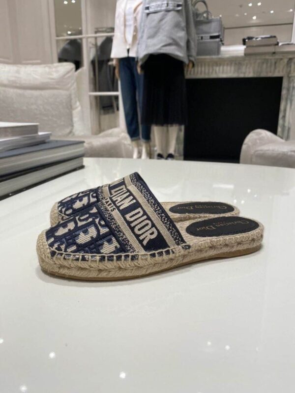 Christian Dior Granville Espadrille Deep Blue Dior Oblique Embroidered Cotton Blue For Women CD