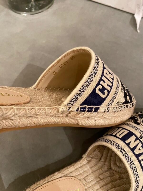 Christian Dior Granville Mule Embroidered Cotton Deep Blue For Women CD