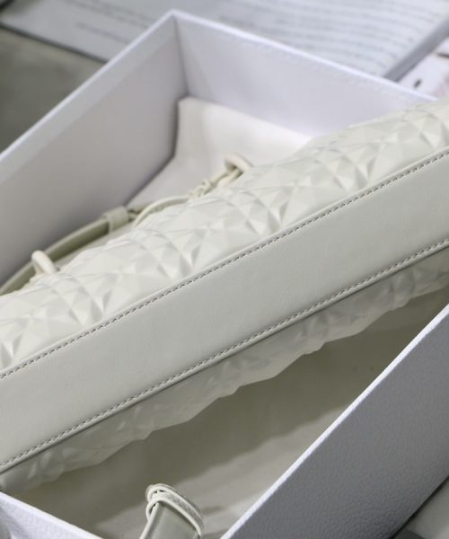 1:1 Replica Christian Dior Lady D-Joy Bag White Macrocannage Technical Fabric, White, For Women Women's Handbags, 26cm CD M0540OTID_M933