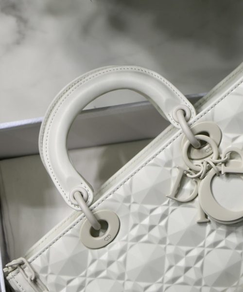1:1 Replica Christian Dior Lady D-Joy Bag White Macrocannage Technical Fabric, White, For Women Women's Handbags, 26cm CD M0540OTID_M933