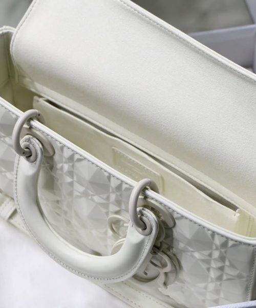 1:1 Replica Christian Dior Lady D-Joy Bag White Macrocannage Technical Fabric, White, For Women Women's Handbags, 26cm CD M0540OTID_M933
