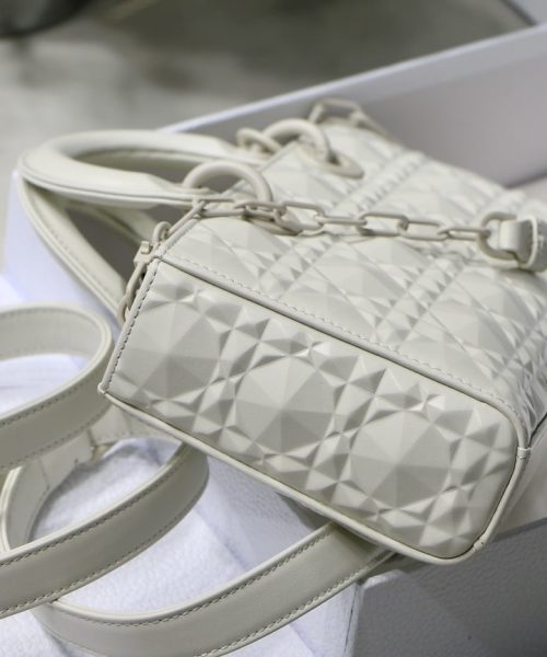 1:1 Replica Christian Dior Lady D-Joy Bag White Macrocannage Technical Fabric, White, For Women Women's Handbags, 26cm CD M0540OTID_M933