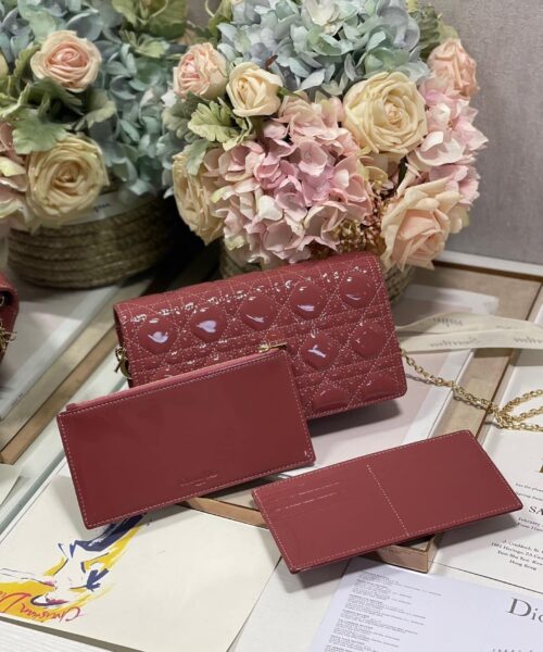 1:1 Replica Christian Dior Lady Dior Pouch Crimson, For Women, Women’s Handbags 8.5in/21.5cm CD