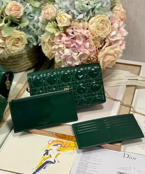 1:1 Replica Christian Dior Lady Dior Pouch Green, For Women, Women’s Handbags 8.5in/21.5cm CD