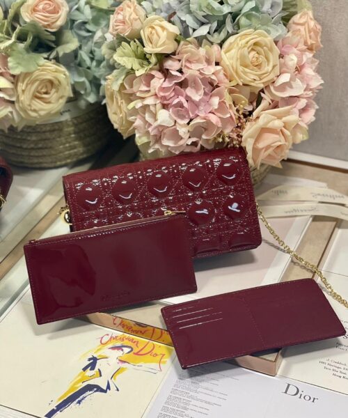 1:1 Replica Christian Dior Lady Dior Pouch Maroon, For Women, Women’s Handbags 8.5in/21.5cm CD