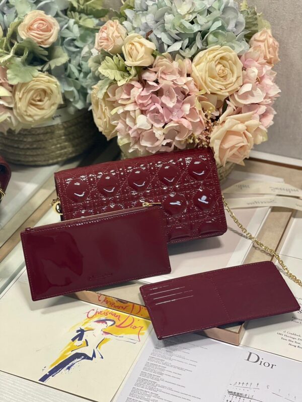 1:1 Replica Christian Dior Lady Dior Pouch Maroon, For Women, Women’s Handbags 8.5in/21.5cm CD