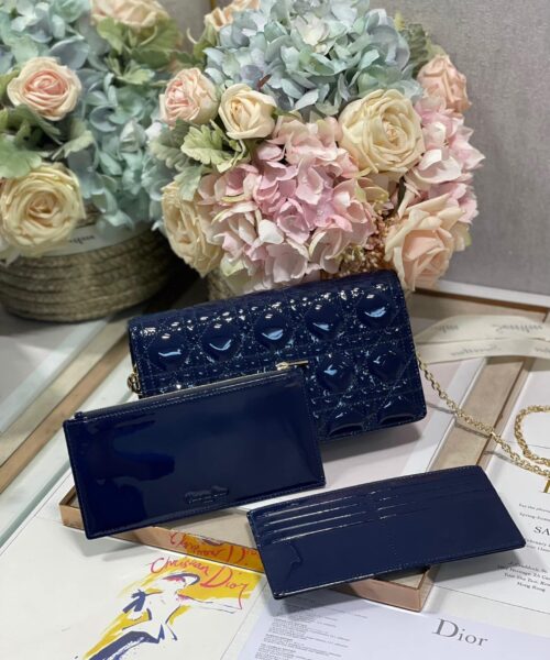 1:1 Replica Christian Dior Lady Dior Pouch Navy, For Women, Women’s Handbags 8.5in/21.5cm CD