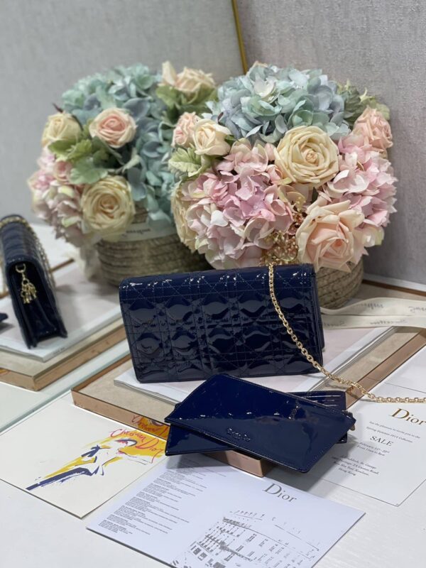 1:1 Replica Christian Dior Lady Dior Pouch Navy, For Women, Women’s Handbags 8.5in/21.5cm CD