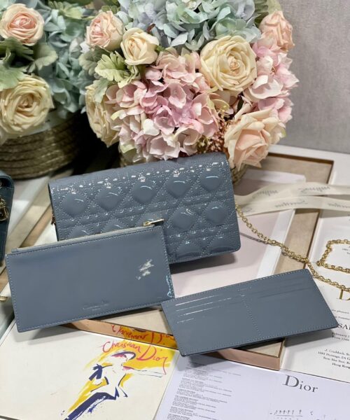 1:1 Replica Christian Dior Lady Dior Pouch Smoky blue, For Women, Women’s Handbags 8.5in/21.5cm CD