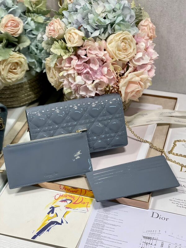 1:1 Replica Christian Dior Lady Dior Pouch Smoky blue, For Women, Women’s Handbags 8.5in/21.5cm CD