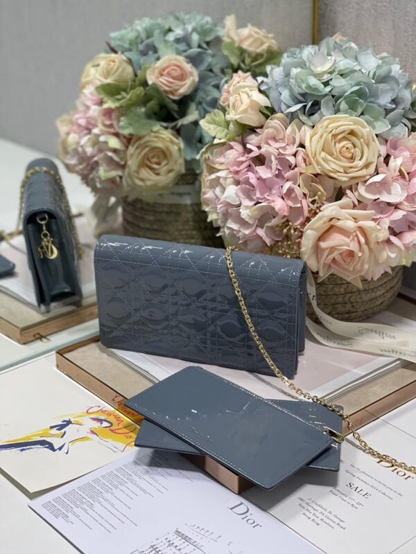 1:1 Replica Christian Dior Lady Dior Pouch Smoky blue, For Women, Women’s Handbags 8.5in/21.5cm CD