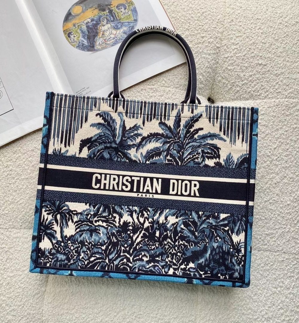 1:1 Replica Christian Dior Large Blue Multicolor Dior Book Tote Canvas For Women 42cm/16.5in CD