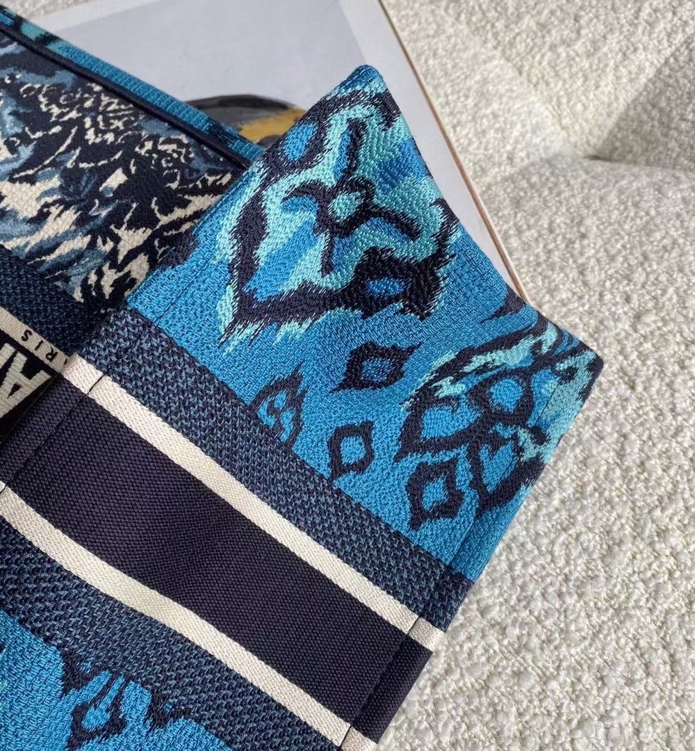 1:1 Replica Christian Dior Large Blue Multicolor Dior Book Tote Canvas For Women 42cm/16.5in CD
