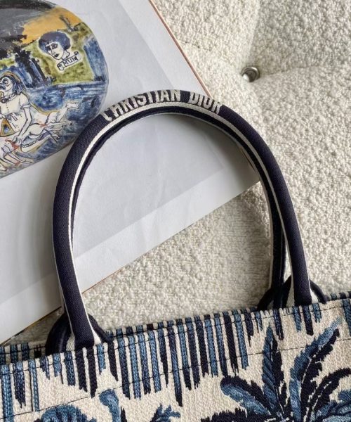 1:1 Replica Christian Dior Large Blue Multicolor Dior Book Tote Canvas For Women 42cm/16.5in CD