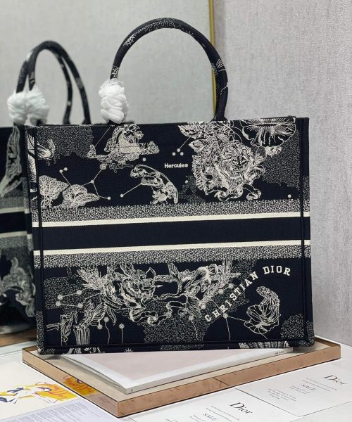 1:1 Replica Christian Dior Large Dior Book Tote Black And White, For Women, Women’s Handbags 16.5in/42cm CD