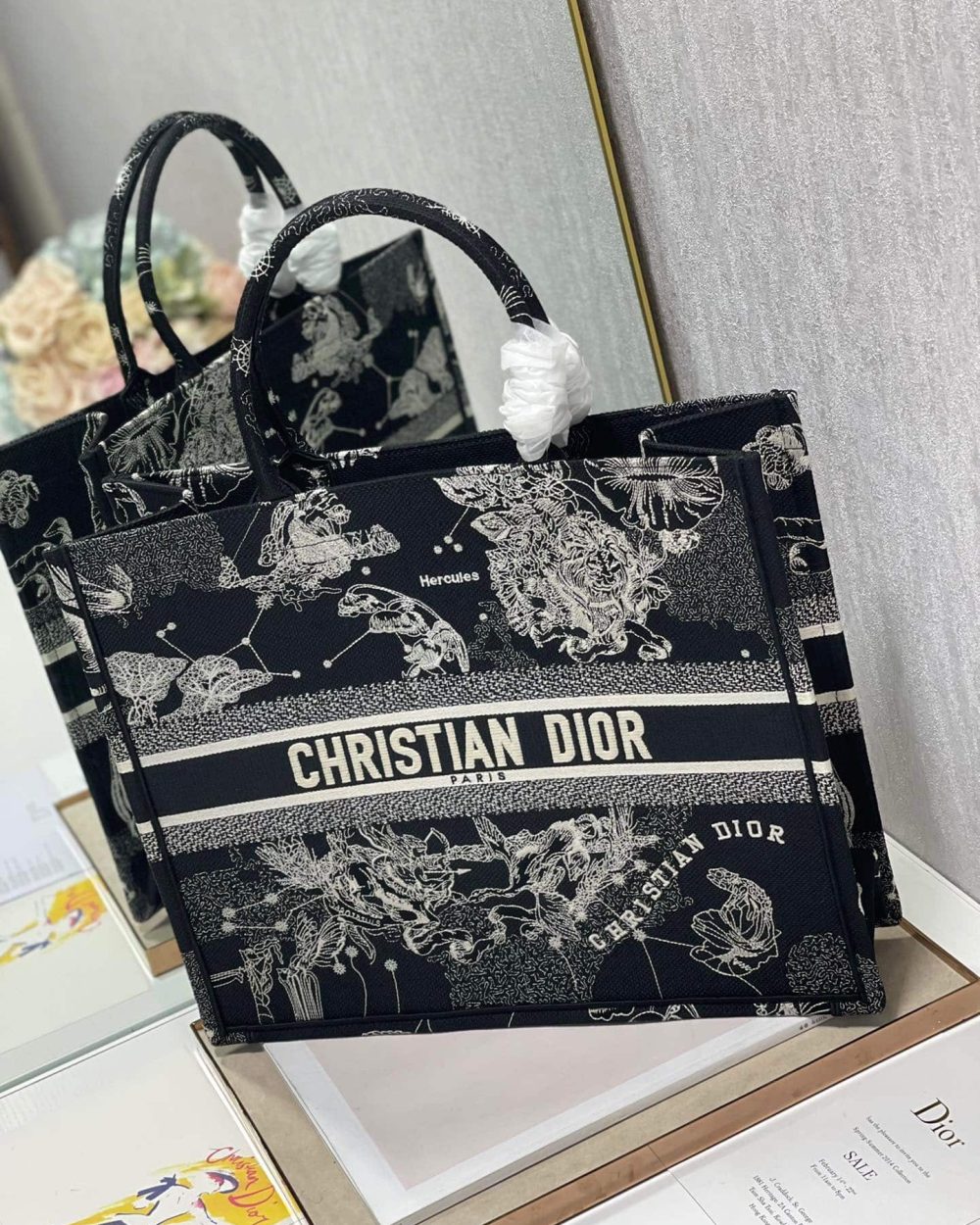 1:1 Replica Christian Dior Large Dior Book Tote Black And White, For Women, Women’s Handbags 16.5in/42cm CD