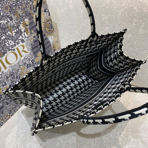 1:1 Replica Christian Dior Large Dior Book Tote Black Houndstooth Embroidery, Black/White, For Women Women’s Handbags, Shoulder Bags, 42cm CD